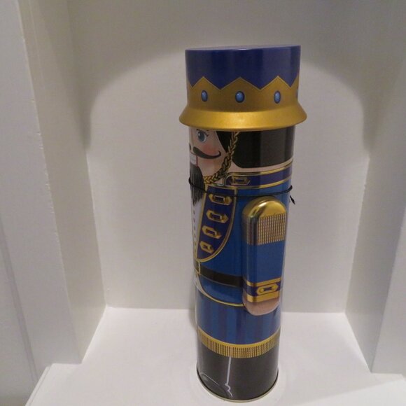 Christmas Blue Nutcracker Tin Can Silver Crane Co. Keepsake Gift Empty Container - Picture 7 of 13